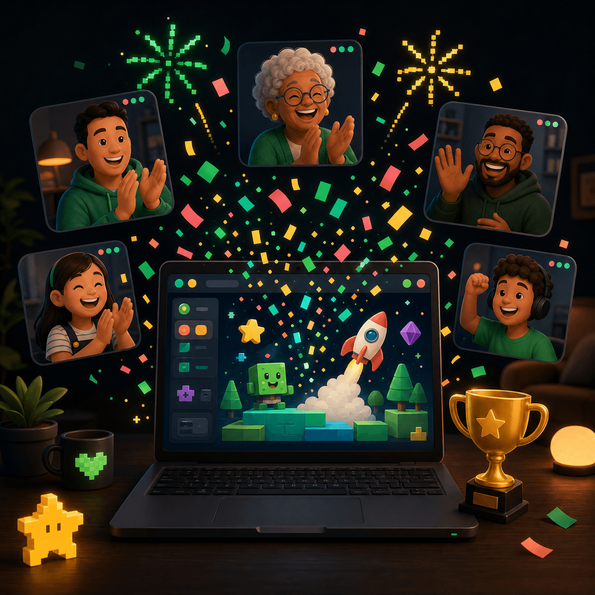 Virtual family launch party celebration